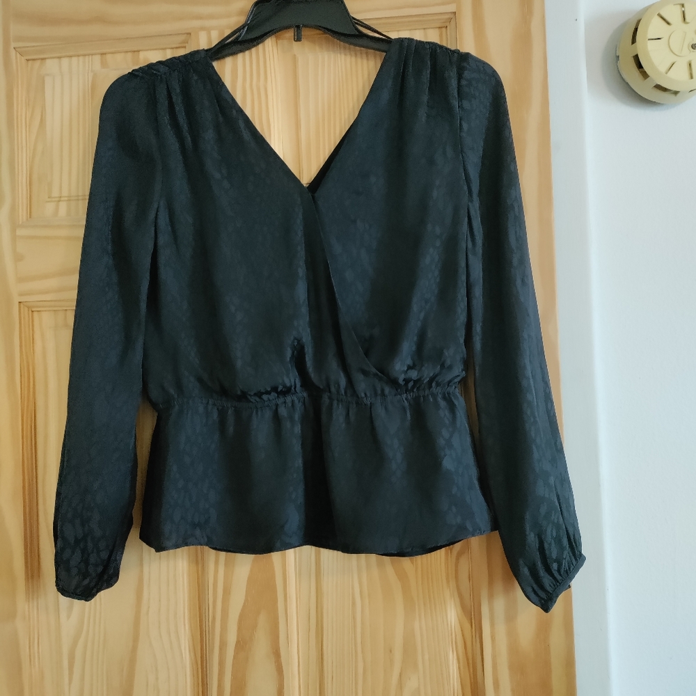 Banana Republic faux wrap navy blouse